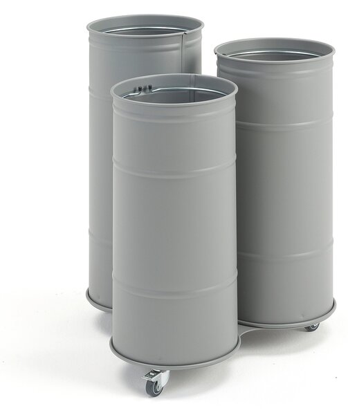 AJ Produkty Odpadkový koš BROOKLYN, 3 nádoby, Ø 680x830 mm, šedý