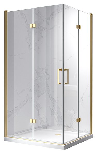 BPS-koupelny Obdélníkový sprchový kout HYD-OK12D 120x80 zlatá/transparent - bez vaničky