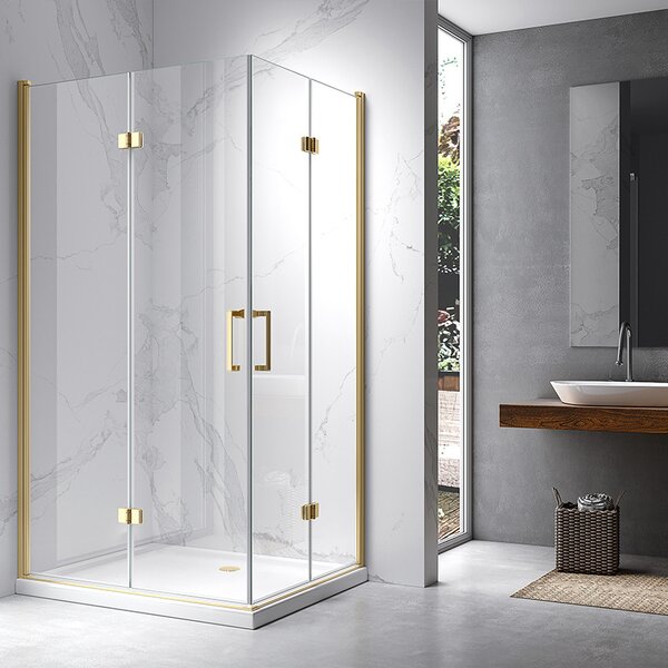 BPS-koupelny Obdélníkový sprchový kout HYD-OK12D 120x80 zlatá/transparent - bez vaničky