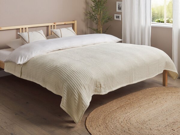 Přikrývka na postel CHAGYL Bavlna 200 x 220 cm Světle béžová