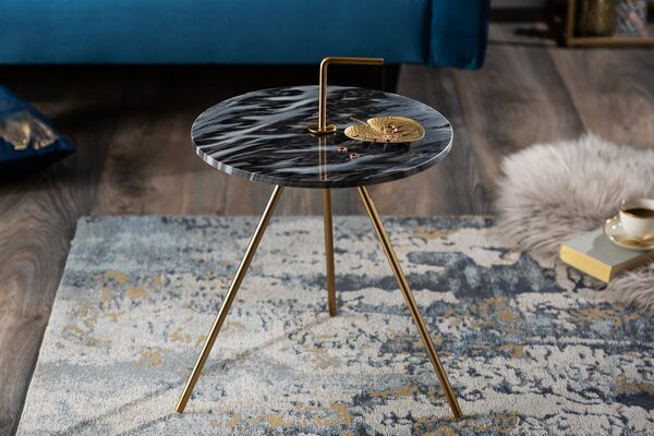 Příruční stolek CLEVO 36 cm - šedá, zlatá