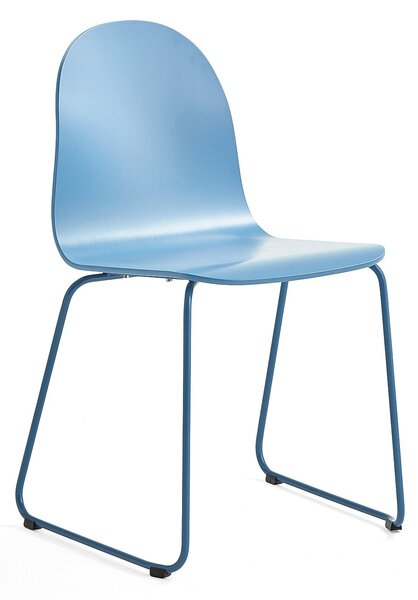 AJ Produkty Židle GANDER, ližinová podnož, lakovaná skořepina, modrá
