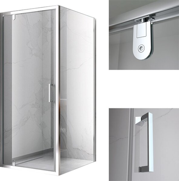 BPS-koupelny Čtvercový sprchový kout HYD-SK04C 90x90 chrom/transparent + vanička HYD-SSV-RIKO černá