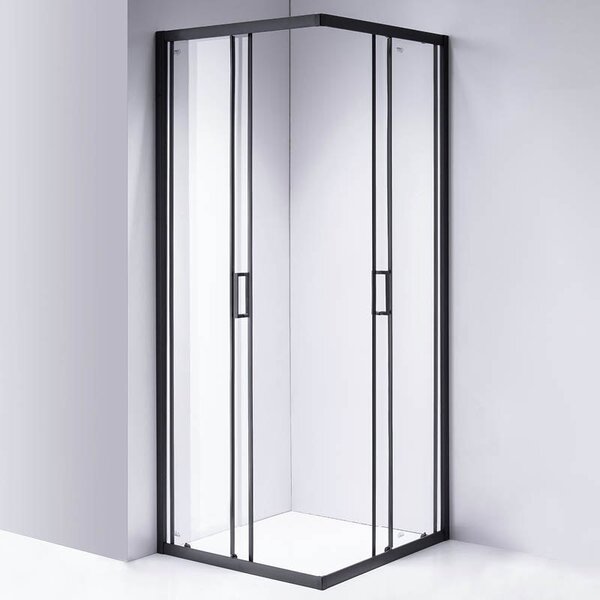 BPS-koupelny Čtvercový sprchový kout HYD-SK30B 90x90 černá/transparent + vanička HYD-SSV-RIKO černá