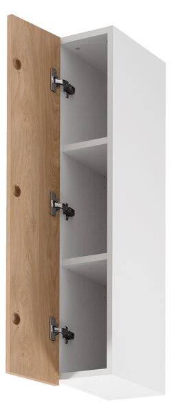 Vysoká horní kuchyňská skříňka SALERNO - šířka 20 cm, bílá / dub, levé provedení