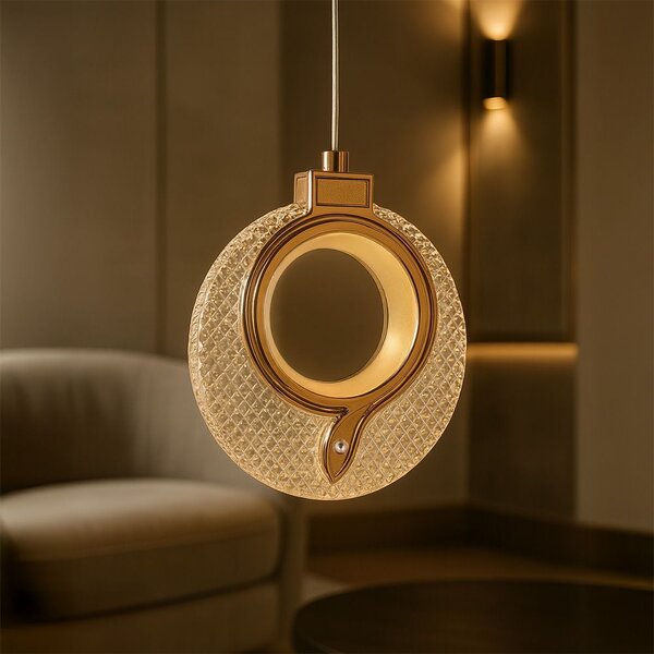 Toolight Toolight, LED křišťálové závěsné svítidlo 18x17cm, 12W, 3000K, LHJ110-1CP, růžové zlato, OSW-60051