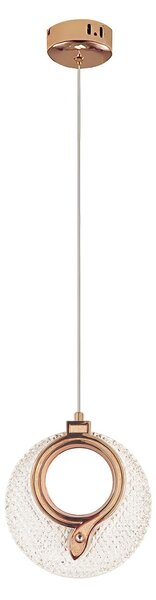 Toolight Toolight, LED křišťálové závěsné svítidlo 18x17cm, 12W, 3000K, LHJ110-1CP, růžové zlato, OSW-60051