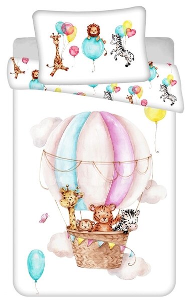Jerry fabrics Disney povlečení do postýlky Zvířátka Flying balloon baby 100x135 + 40x60 cm