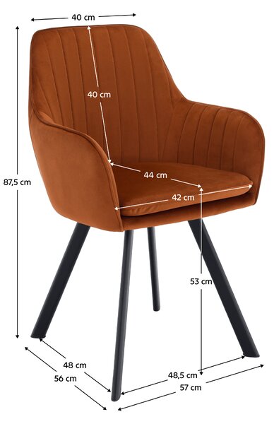 KONDELA Designové křeslo, terakota Velvet látka, AURIL