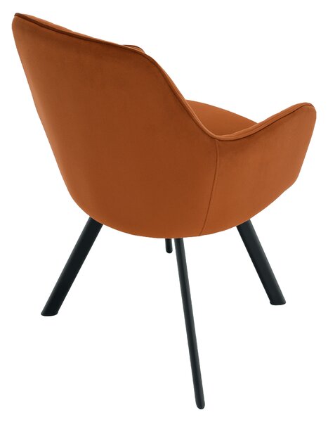 KONDELA Designové křeslo, terakota Velvet látka, AURIL