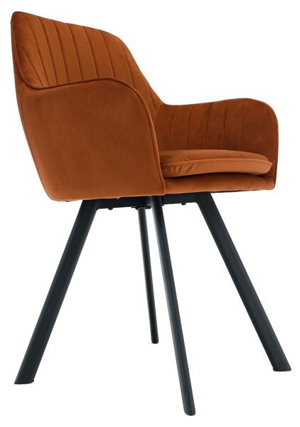 KONDELA Designové křeslo, terakota Velvet látka, AURIL