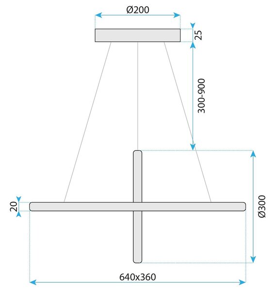 Toolight Toolight, LED závěsné svítidlo 64x36 cm, 60W, G034-CP, zlatá lesklá, OSW-06301