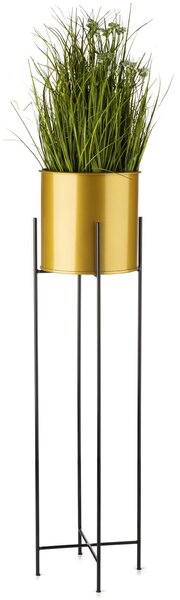 KOVOVÝ KVĚTINÁČ SE STOJÁNEM GLAMOUR 95X24 CM ZLATÁ/ČERNÁ