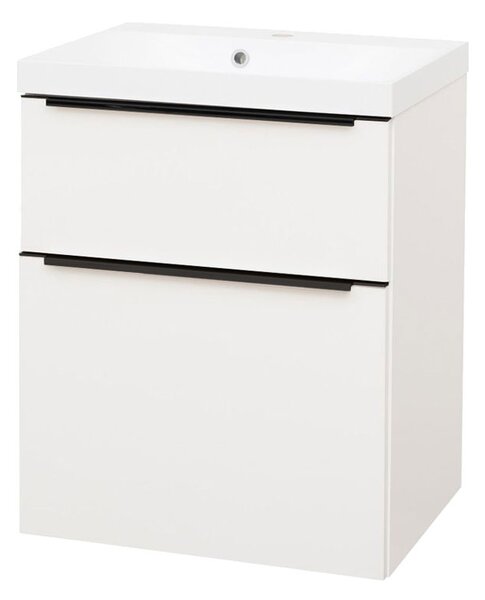 Mereo Mereo, Mailo, koupelnová skříňka s umyvadlem z litého mramoru 61 cm, bílá, dub, antracit, CN510MB