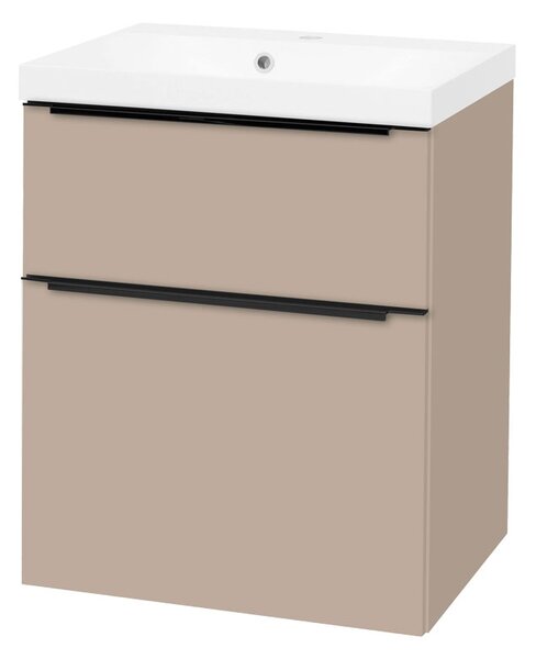 Mereo Mereo, Mailo, koupelnová skříňka s umyvadlem z litého mramoru 61 cm, bílá, dub, antracit, CN550MB