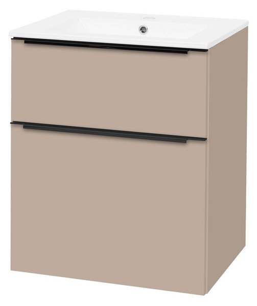Mereo Mereo, Mailo, koupelnová skříňka s keramickým umyvadlem 61 cm, bílá, dub, antracit, CN550B
