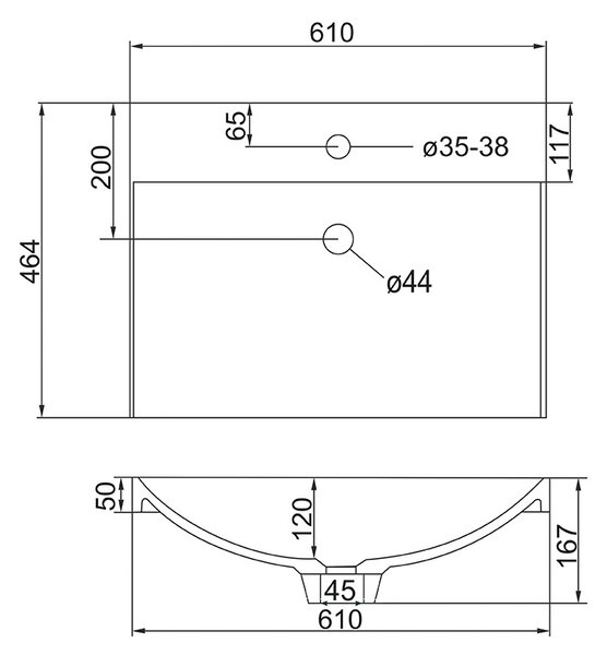 Mereo Mereo, Mailo, koupelnová skříňka s umyvadlem z litého mramoru 61 cm, bílá, dub, antracit, CN510MB