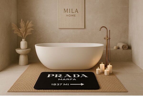 Černé sametové koupelnové předložky v sadě 2 ks 60x100 cm Prada – Mila Home