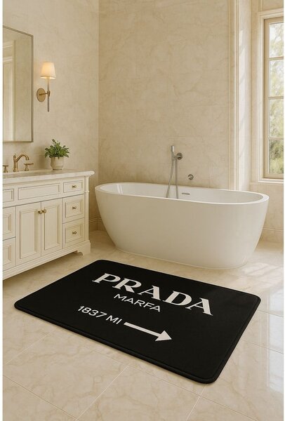 Černé sametové koupelnové předložky v sadě 2 ks 60x100 cm Prada – Mila Home