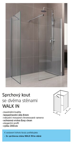 Mereo Mereo, Sprchová stěna WALK IN, Novea, chrom ALU, sklo Čiré, CK10601H