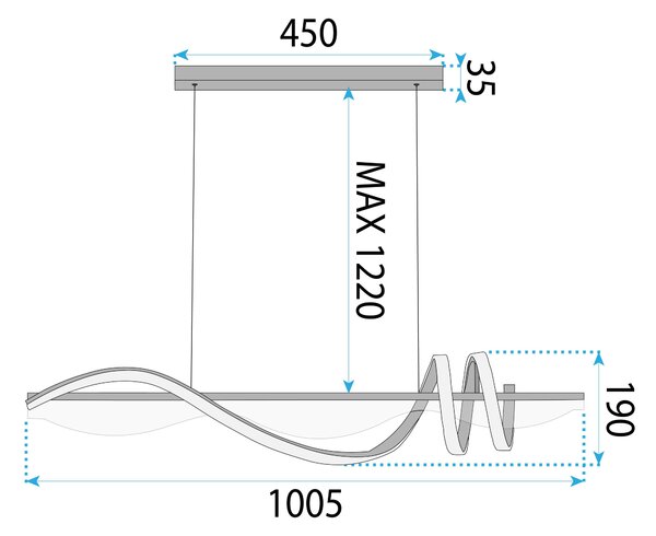 Toolight Závěsné LED osvětlení E3 LHJ041-CP 100 cm černé