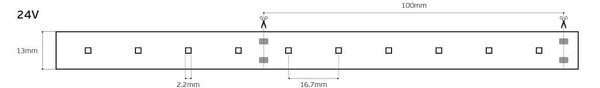 LED pásek 24V CRI90 IP66 2700K (5m) 6W