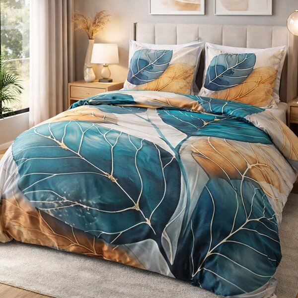 SATÉNOVÉ POVLEČENÍ SATYNLOVE PREMIUM 160X200 CM, 2KS 70X80 CM LISTY