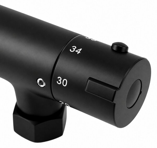 Erga Dubaj, sprchový set s termostatickou baterií a hlavovou sprchou 30 cm, černá matná, ERG-YKA-BP.DUBAJ-THERM-30-BLK
