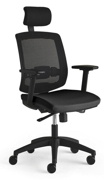 AJ Produkty Kancelářská židle STANLEY, s područkami a opěrkou hlavy, černá