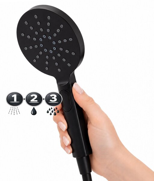 Erga Dubaj, sprchový set s termostatickou baterií a hlavovou sprchou 30 cm, černá matná, ERG-YKA-BP.DUBAJ-THERM-30-BLK