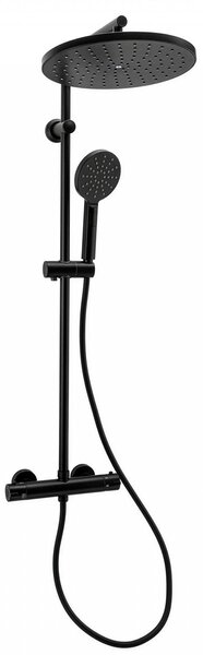 Erga Dubaj, sprchový set s termostatickou baterií a hlavovou sprchou 30 cm, černá matná, ERG-YKA-BP.DUBAJ-THERM-30-BLK