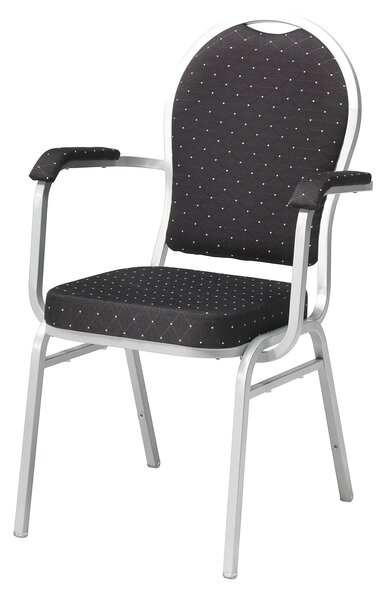 AJ Produkty Banketová židle SEATTLE, s područkami, černá, hliníkově šedý rám