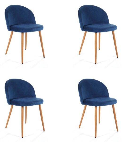 Set 4x jídelní židle SAHURA - tmavě modrý / buk
