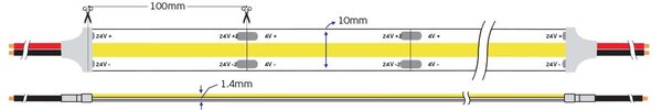 COB LED pásek 24V CRI90 IP20 (5m) 2700K