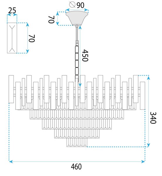 Toolight Toolight, závěsné svítidlo 50cm, 7xE14, G051-CP, chromová, OSW-08945
