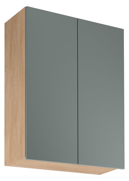 Vysoká horní kuchyňská skříňka SALERNO - šířka 80 cm, dub / zelená