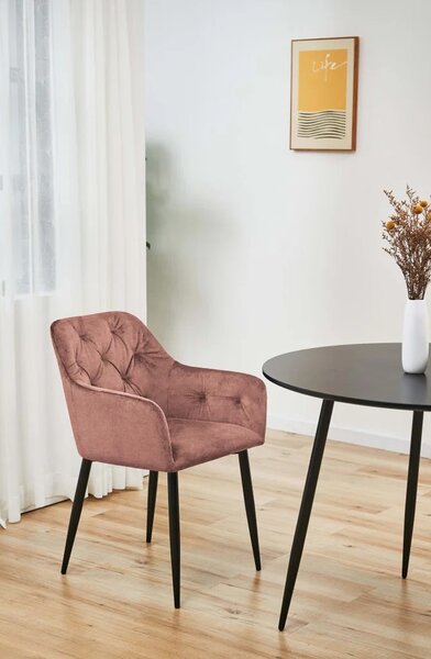 Set 2x jídelní čalouněná židle ZIBURA - starorůžový / černý