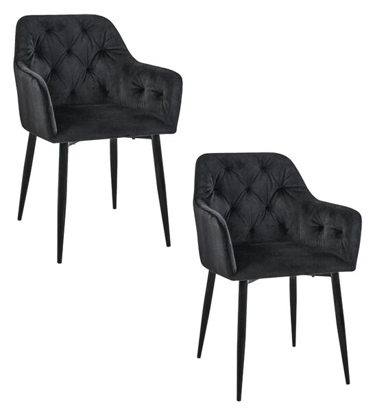 Set 2x jídelní čalouněná židle ZIBURA - černý