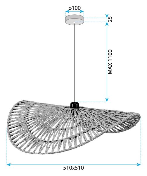 Toolight Toolight, závěsné stropní svítidlo 50cm, 1xE27, APP1739-1CP, hnědá-černá, OSW-06062