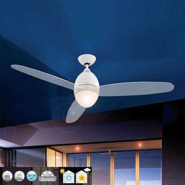Bílý stropní ventilátor Premier, 132 cm