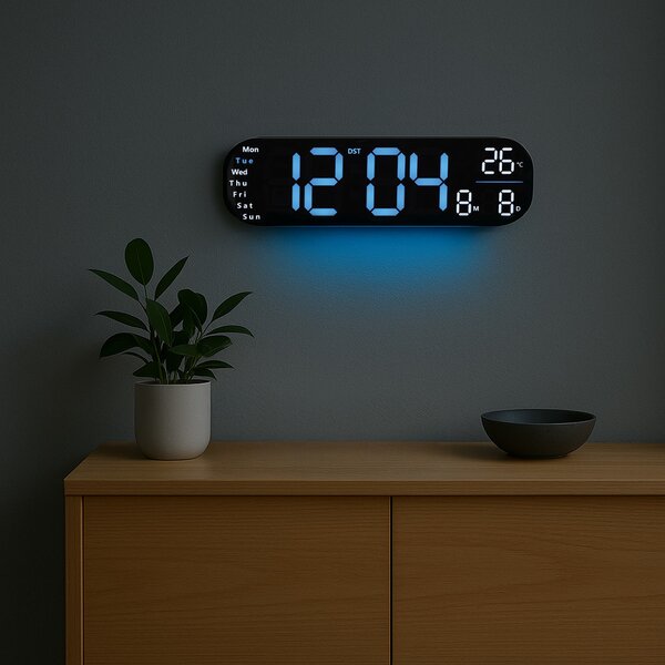 JVD Digitální černé hodiny s LED modrými číslicemi JVD DH5502.1