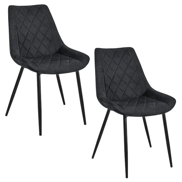 Set 2x čalouněná jídelní židle BOGORA - černý