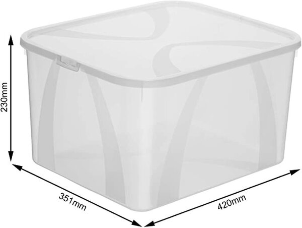 Sada 4 kusů úložných boxů s víkem, Rotho LONA, 42x35x23 SADA (4 x 25l)