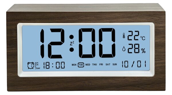JVD Svítící digitální hranatý budík JVD SB2896 v imitaci dřeva