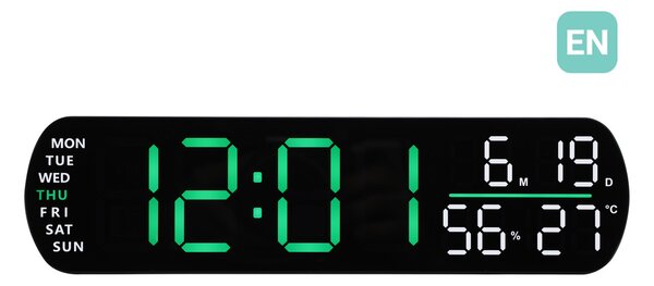 JVD Digitální černý budík do el. sítě JVD SB5512.2 se zelenými LED číslicemi