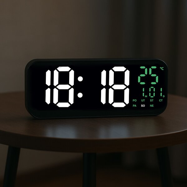 JVD Digitální černé hodiny s LED bílými číslicemi JVD DH9016.3
