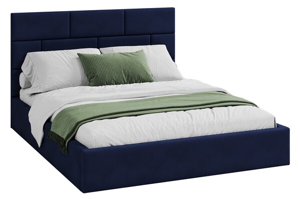 Čalouněná postel PASADENA PARIS 140x200 s kovovým roštem TMAVĚ MODRÁ
