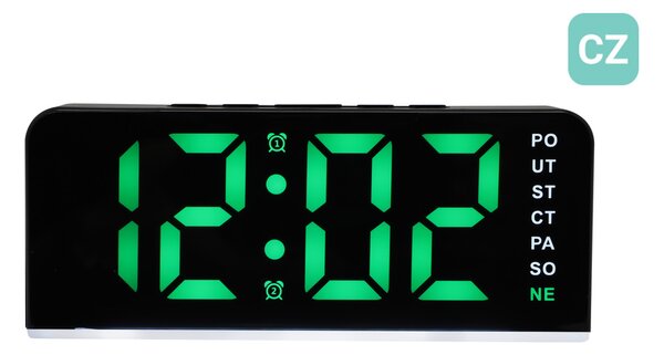 JVD Digitální černý budík do sítě se zelenými číslicemi JVD SB8033.1