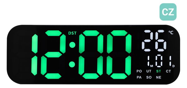 JVD Digitální černé hodiny s LED zelenými číslicemi JVD DH9016.1