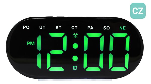 JVD Digitální černý budík do sítě se zelenými číslicemi JVD SB8035.1